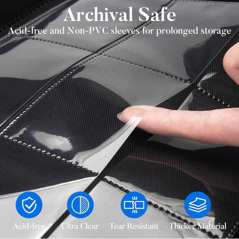 Fabmaker Premium 9 Pocket Card Binder for 540 Cards, PU Cover Trading Card Binder, Sturdy Card Collection Album, Sleek Card Holder Folders for Game Cards & Sports Cards, Black - Image 5